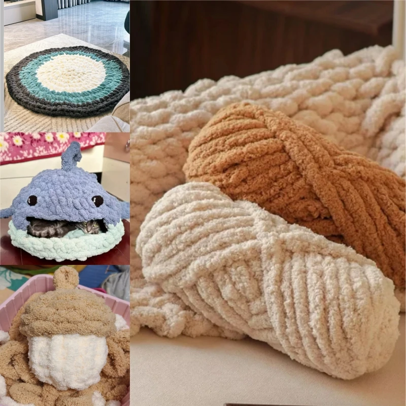 

2 см 250 г кошачий хвост, супер толстая пряжа, линия пальцев, синельная пряжа, шарф, ледяная планка, сделай сам, вязаная подушка ручной работы, одеяло, гнезда для домашних животных