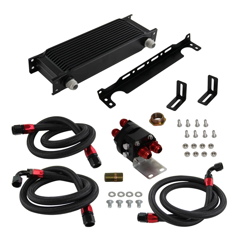 

13 ROW AN10 UNIVERSAL ENGINE TRANSMISSION OIL COOLER british+relocation KIT black