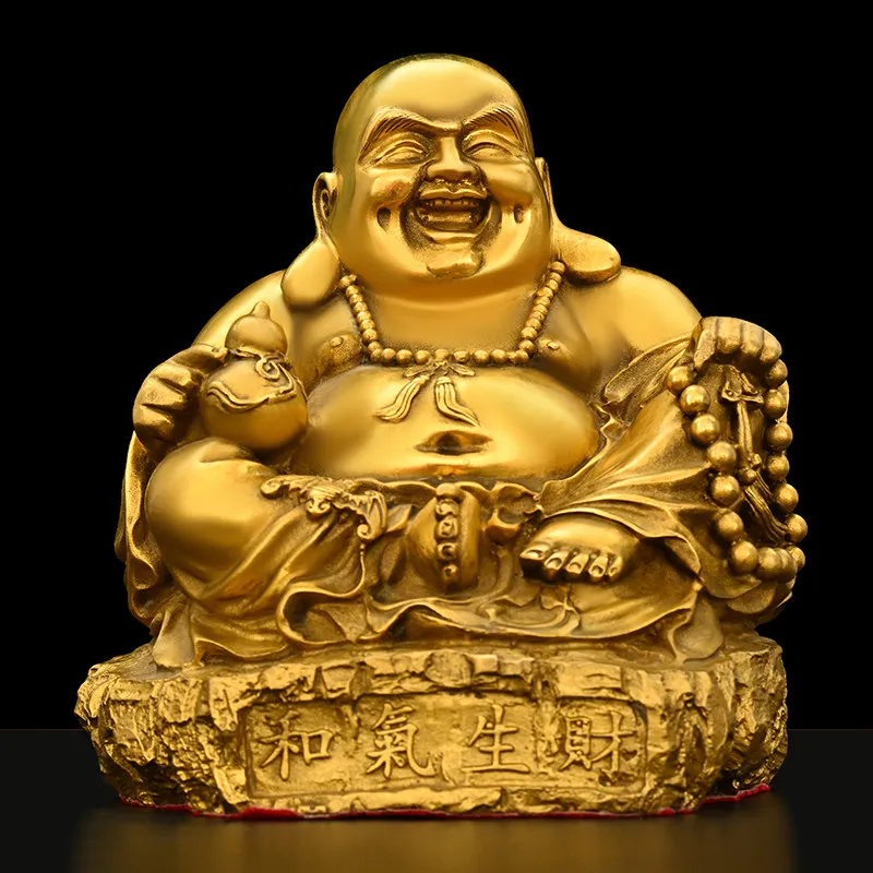 Copper Maitreya Buddha Ornament Pure Bodhisattva Statue Smiling Big Belly Future Home Store Worship