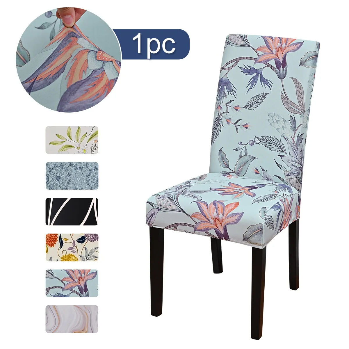 

Printed Dining Chair Cover Spandex Elastic Stretch Seat Slipcovers For Chairs Kitchen Hotel Banquet Living Room Home Decoration