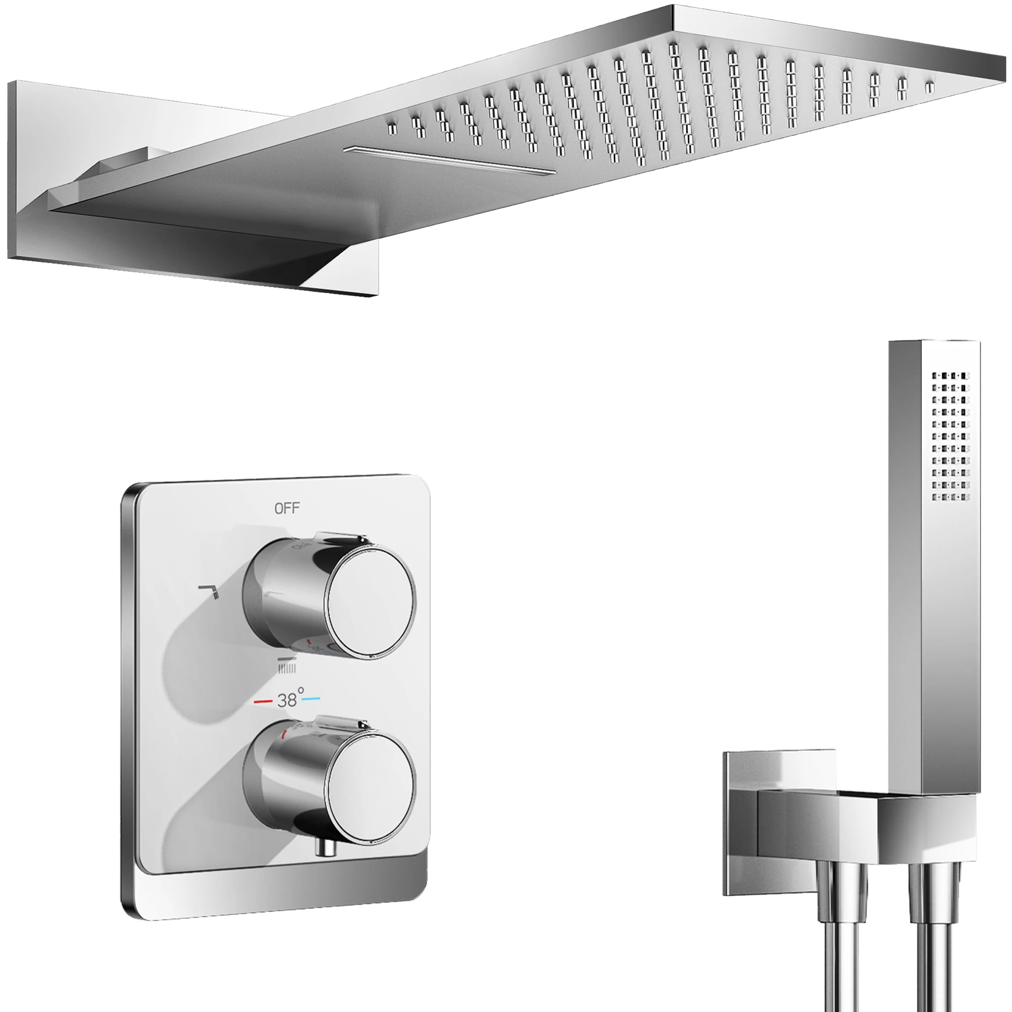 

Термостатическая душевая система Водопад Дождевая душевая система Настенный смеситель для душа