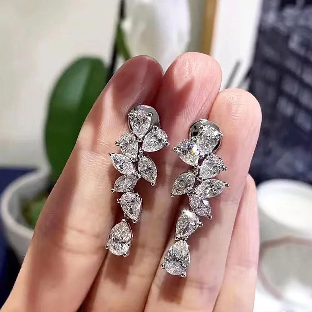 

Женские серьги-подвески из серебра 925 пробы, с муассанитом