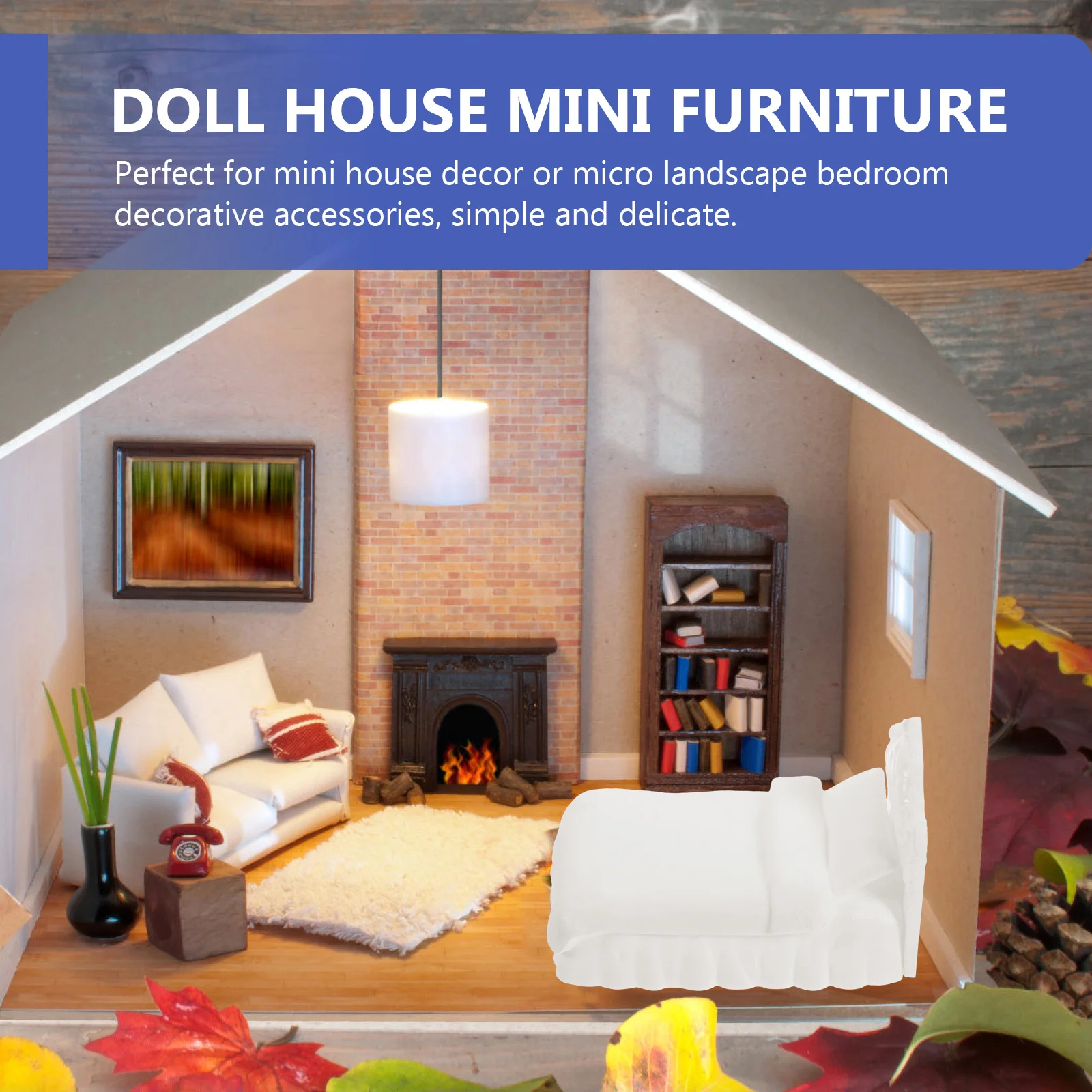 Muebles en miniatura, adorno para casa, cama doble, modelo de utilería, modelos en miniatura, doble