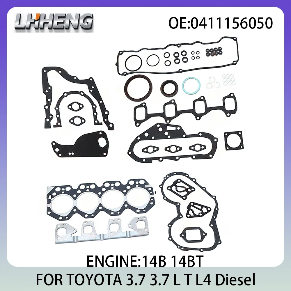 

Engine Full Gasket Set For TOYOTA COASTER DYNA 200 LAND CRUISER 3.7L 3.7 L T L4 Diesel 84-03 0411156050 0411156051 14B 14BT