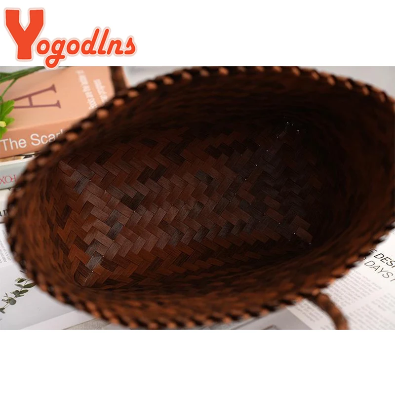 Summer Straw Basket Women Rattan Beach Bag Braided Handmade Handbag Vegetable Basket Tote Bag Vacation Handle Bag Purse