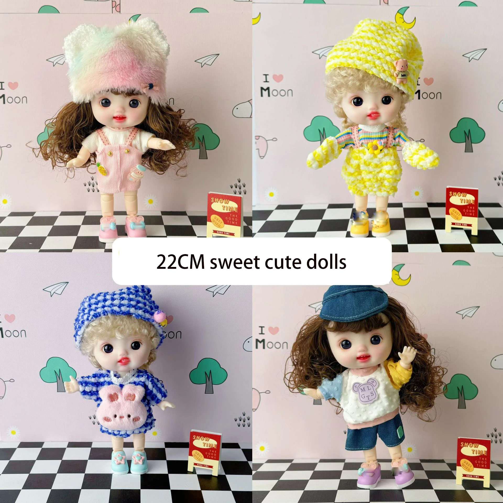 

New 22cm Girls Princess Doll Simulation Eye Sweet 1/8 Doll Joint Movable Cute Doll Fashion Dress Up BJD Doll Kids Birthday Gift