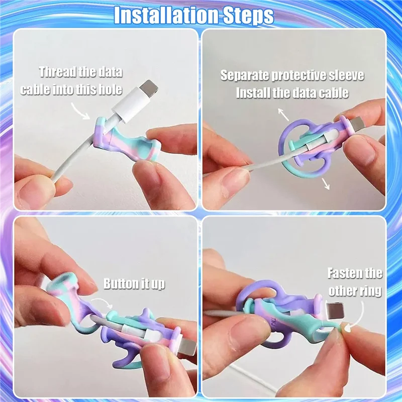 

AEE7-5PCS Cute Cable Protector Silicone Charger Cable Protector For Type C/Micro-USB, Data Cable Protector Cover