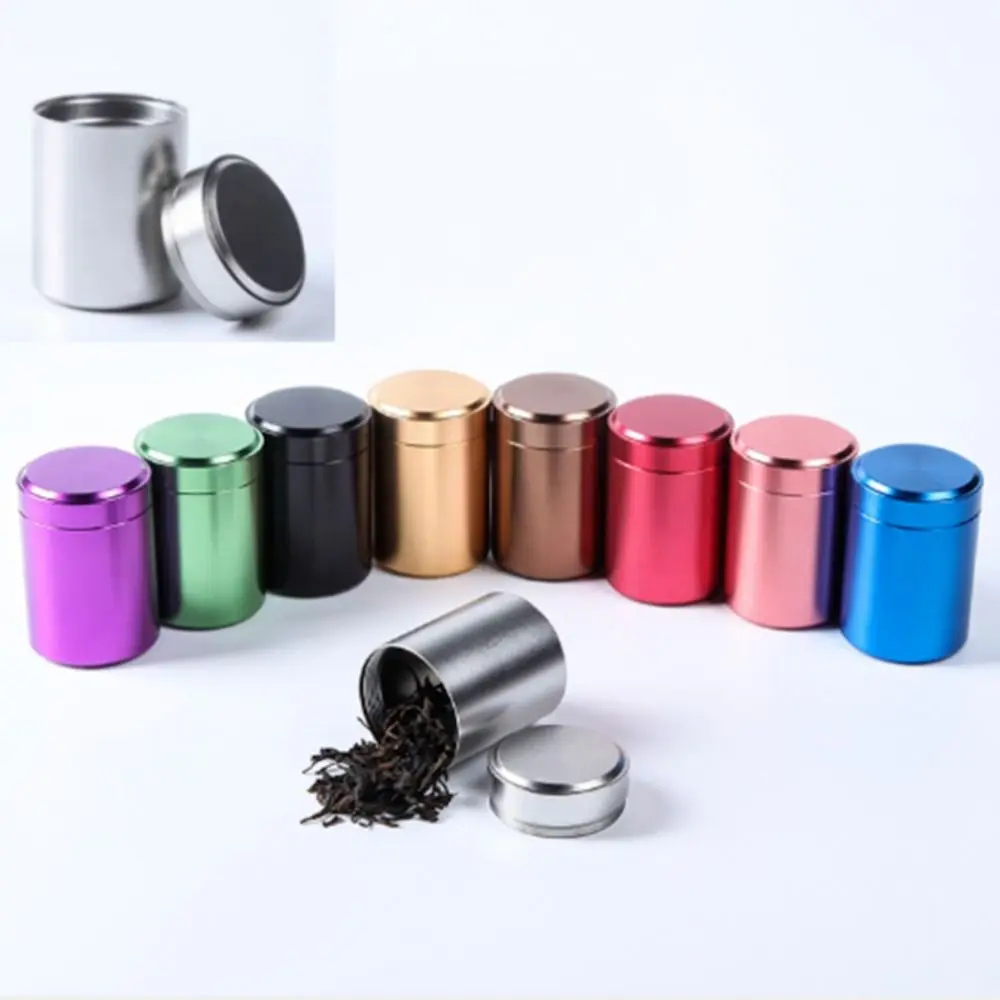 Round Small Metal Aluminum Cans Sealed Loose Tea Packaging Cans Travel Portable Container Jar Sugar Coffee Candy Organizer