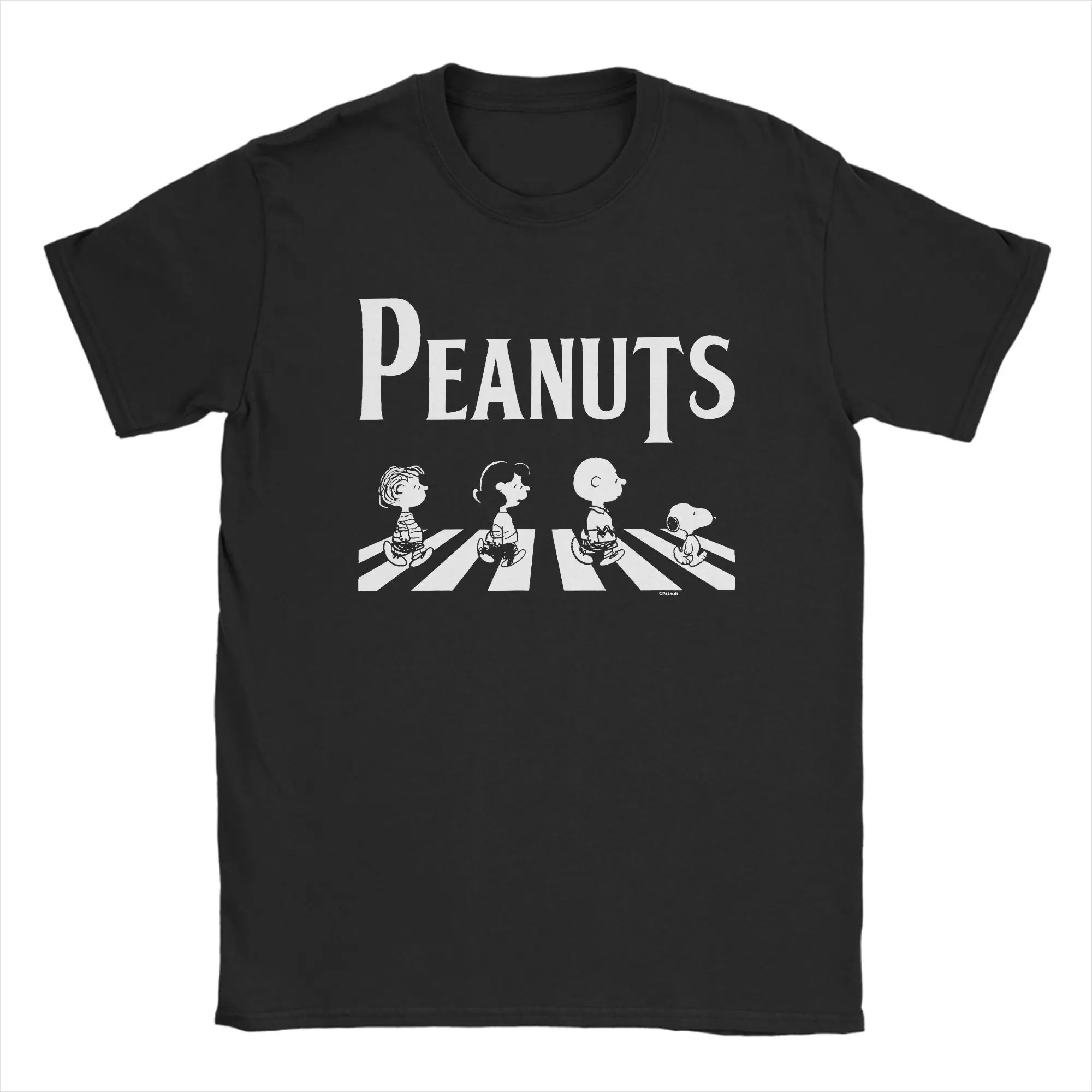 Funny Snoopy Crossing Road T Shirt For Men Women Crewneck Short Sleeve Tops Cartoon 100%Cotton Summer Tops