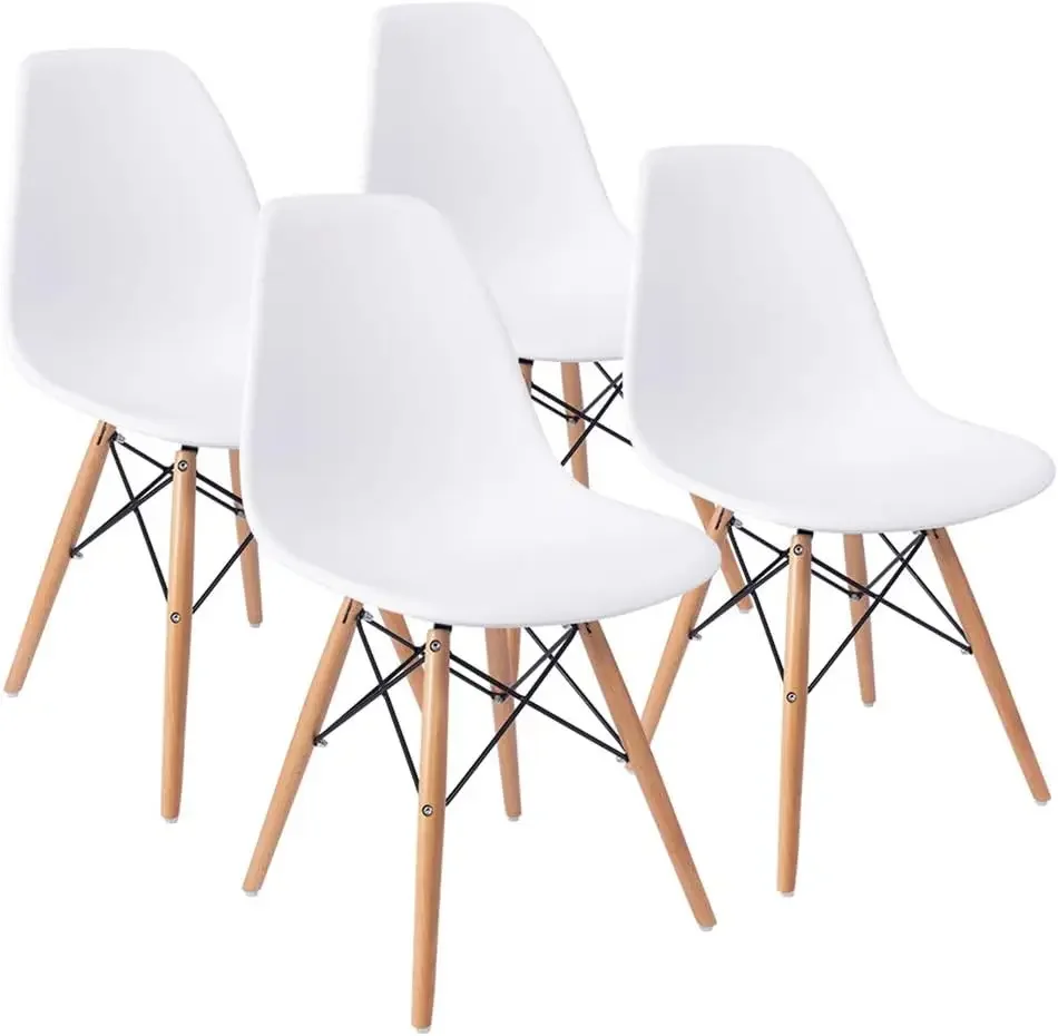 Silla de comedor de estilo moderno preensamblada, silla DSW moderna de mediados de siglo, silla de salón de concha de plástico para cocina, comedor, dormitorio