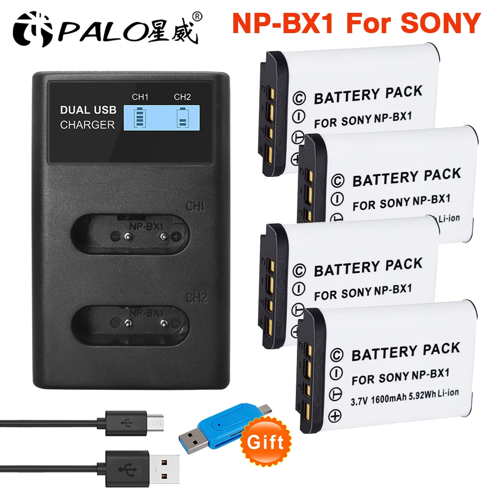 PALO NP-BX1 NPBX1 NP BX1 Battery For Sony FDR-X3000R RX100 RX100 M7 M6 AS300 HX400 HX60 WX350 AS300V HDR-AS300R FDR-X3000