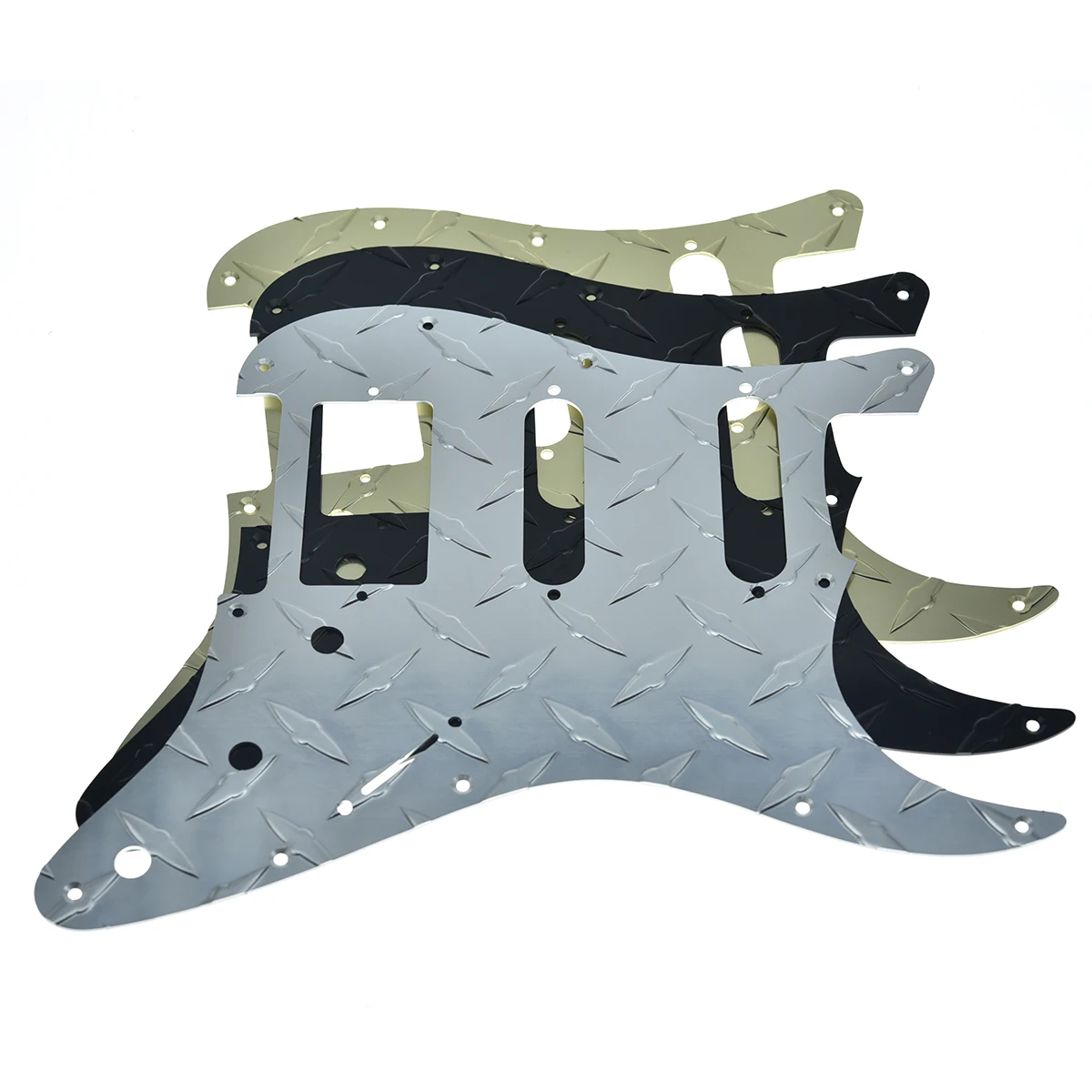 Dopro 11-Hole Diamond Plate Modern Style Strat HSS Guitar Pickguard Metal ST Strat HSS Scratch Plate Fits for Fender Strat