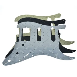 Dopro 11-Hole Diamond Plate Modern Style Strat HSS Guitar Pickguard Metal ST Strat HSS Scratch Plate Fits for Fender Strat