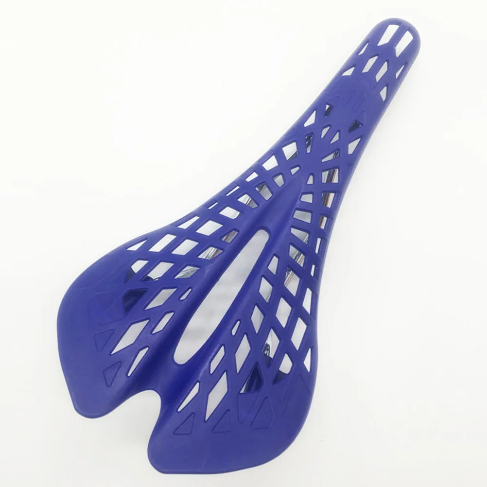 

Mountain Bike Saddle Blue Ergonomic Hollow Design Spider Web Pattern Comfortable for Road Bicycle Long Distance Riding
