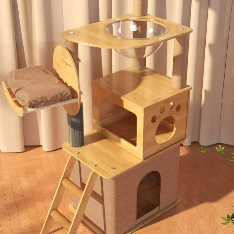 Cat Tower Multi-functional Climbing Scratching Tree  Sisal Post Board Cat Tower House Villa with Cattery Space Large and JumpToy