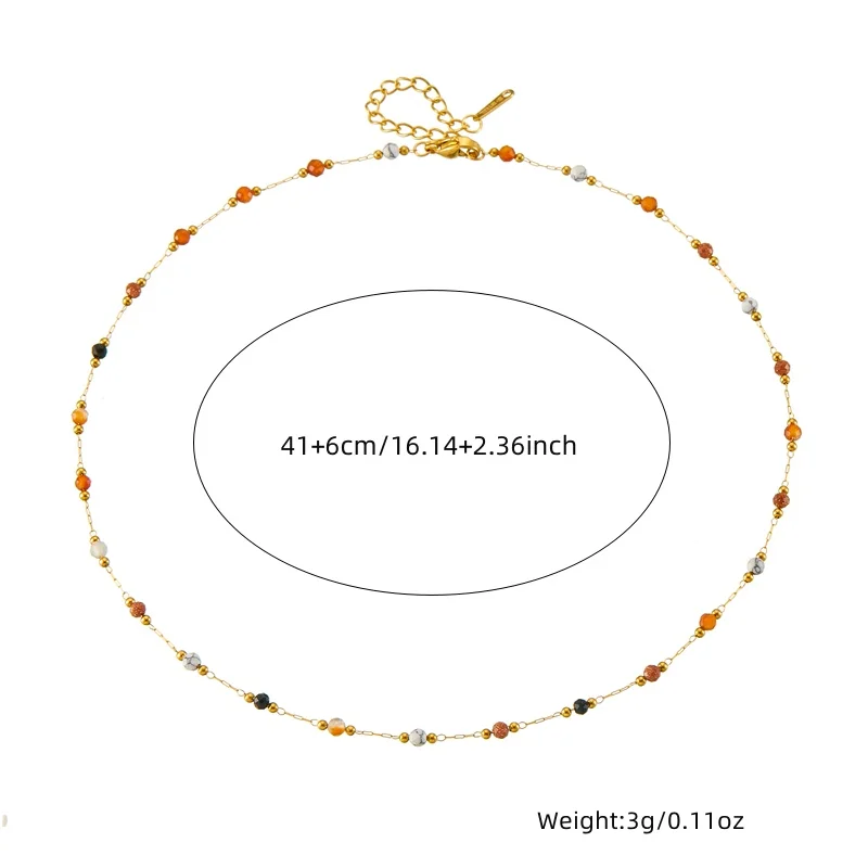 DIEYURO 316L Stainless Steel Natural Colored Beads Necklace Bracelet Anklets For Womens 2024 New Trend Non-fading Jewelry Set