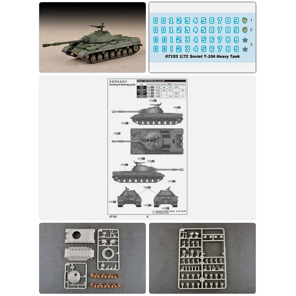 

Trumpeter 07153 1:72 Scale Soviet T10 T-10A Heavy Tank Plastic Assembly Model Kit Modeling Making Toy Hobby