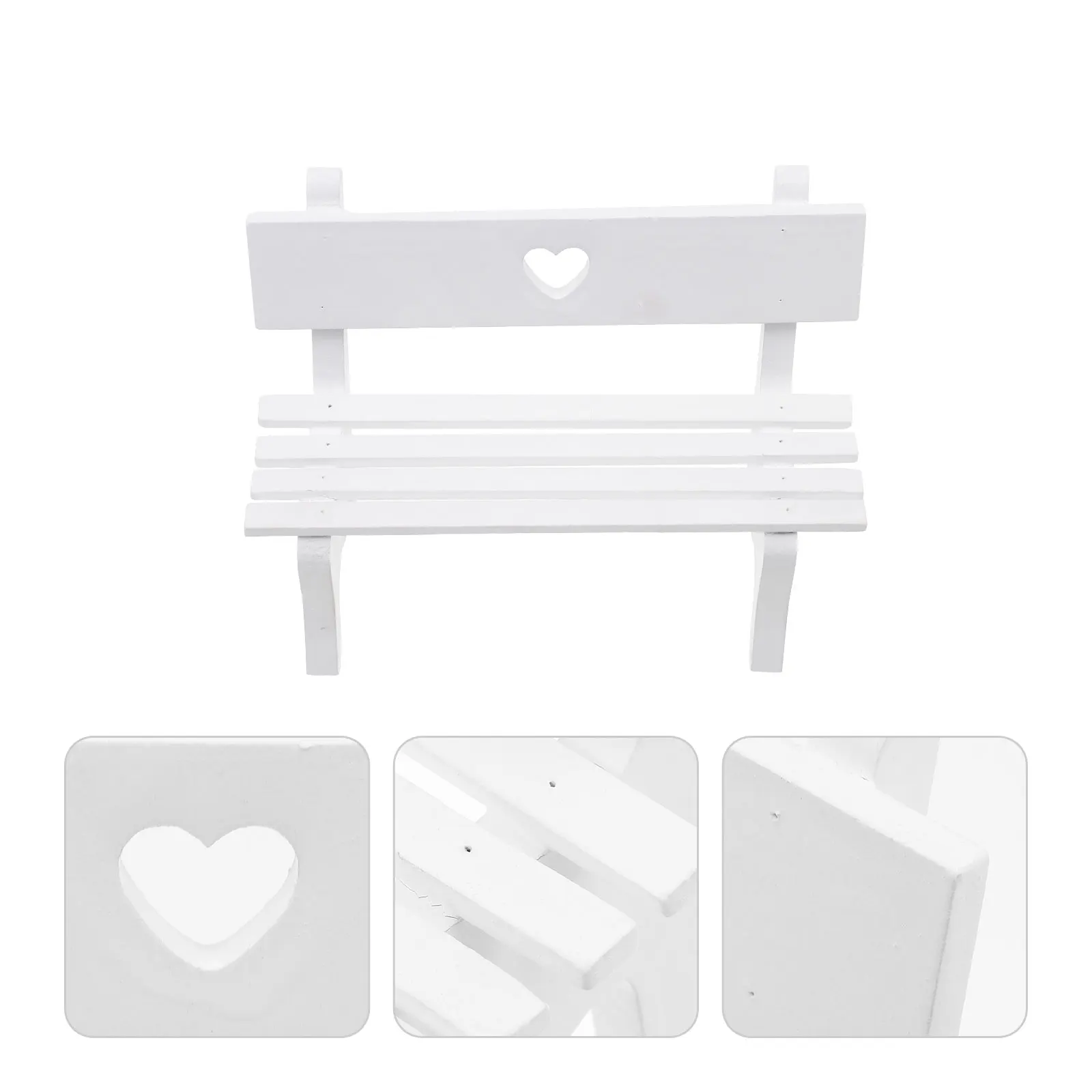 

Bench Wooden Ornament Chair Decoration Small House Accessories Furniture White Office