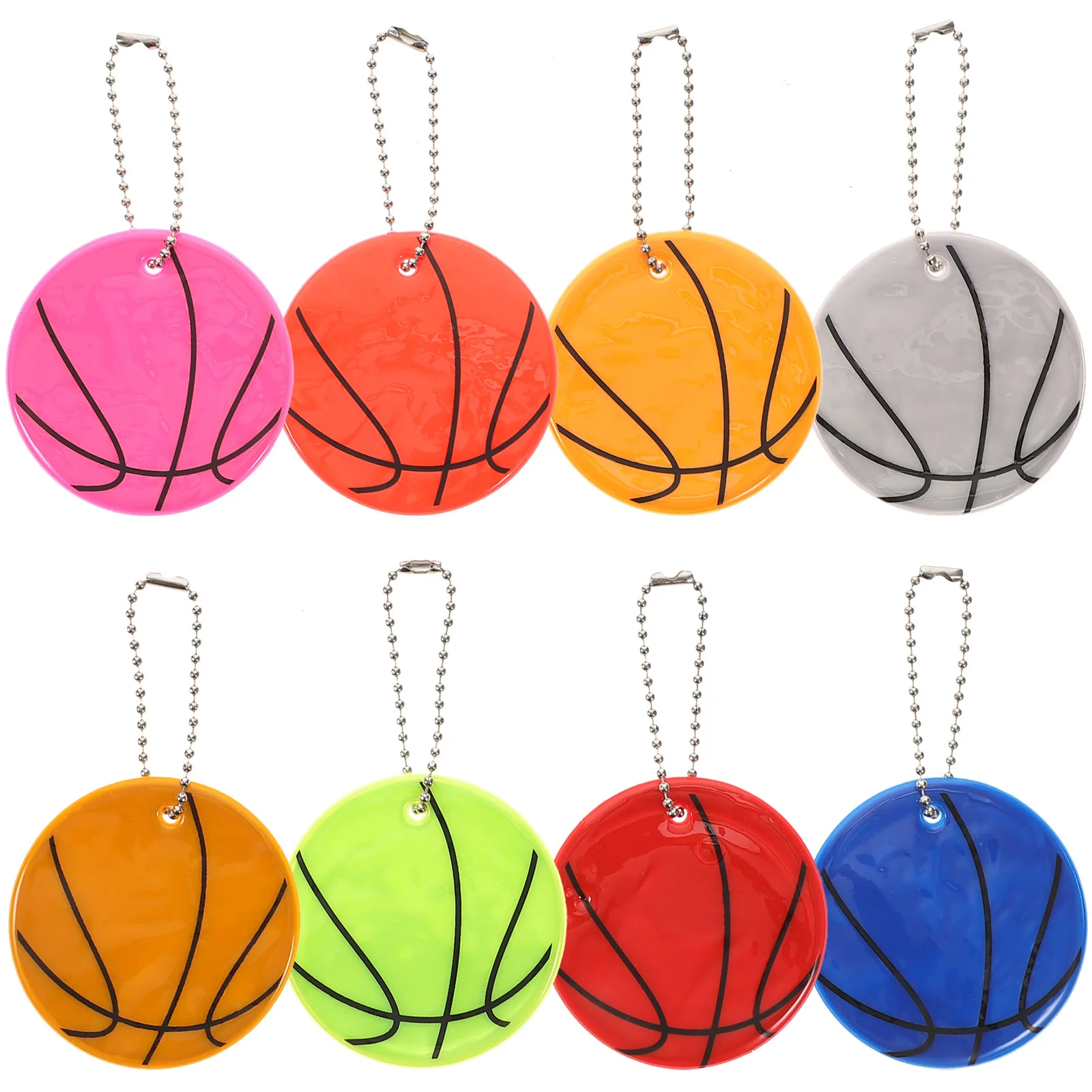 8 шт. светоотражающий баскетбольный брелок, светящийся в темноте кулон для рюкзаков, велосипедов, одежды, безопасный отражатель, декор, командные виды спорта