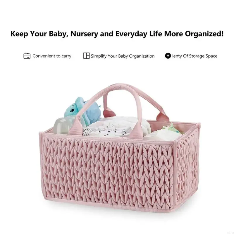 

Large Capacity Baby Diaper Storage Basket Portable Nappy Organiser Box Container for Nursery and Car Item Storage