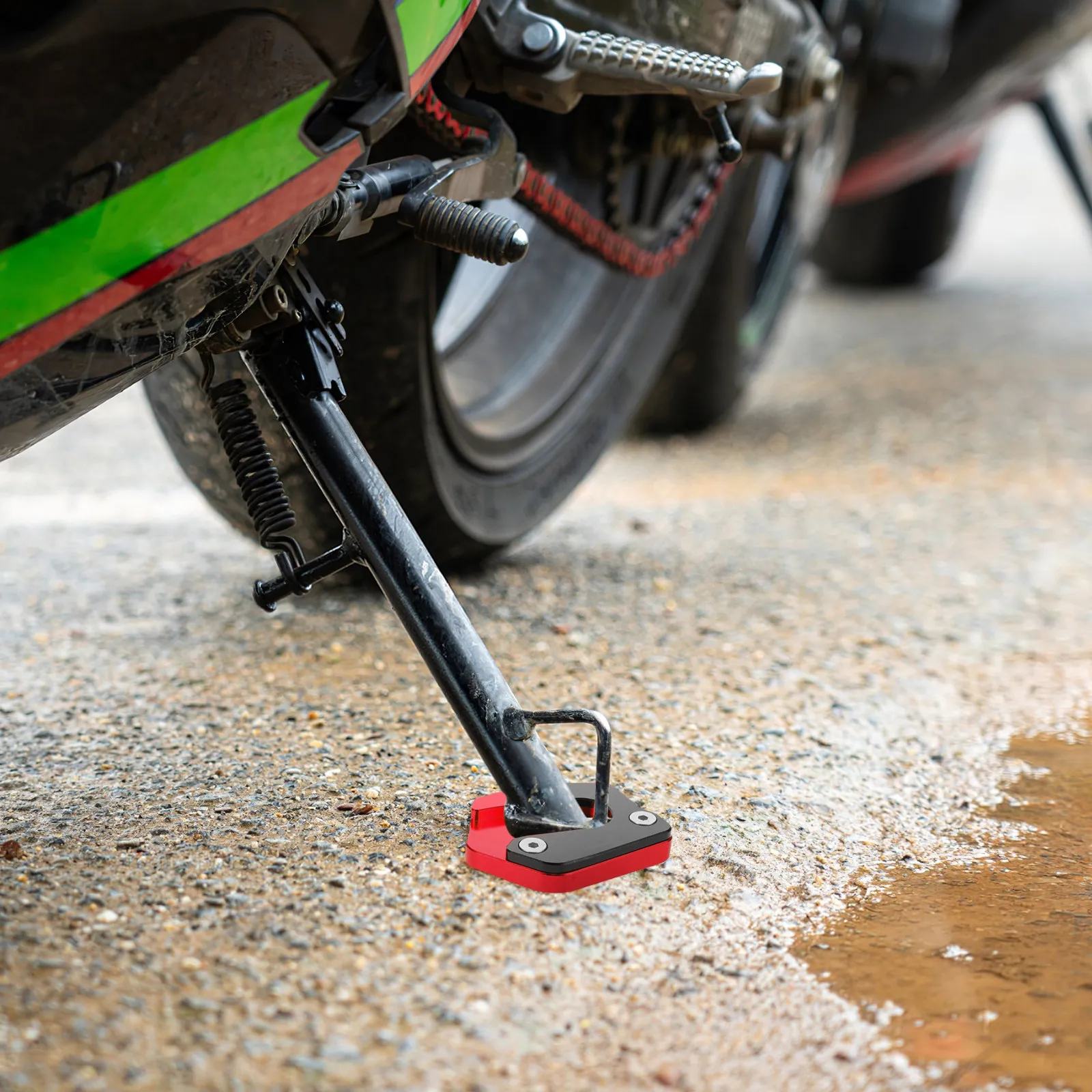 Motorcycle Kickstand Pad Aluminum Alloy Widened Stable Side Stand Support Plate for Soft Ground Grass Sand Snow Off-Road