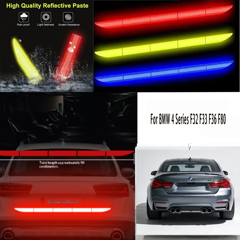 

For BMW 4 Series F32 F33 F36 F80 1pcs Reflective Warning Safety Tape-Car Trunk Anti-Collision