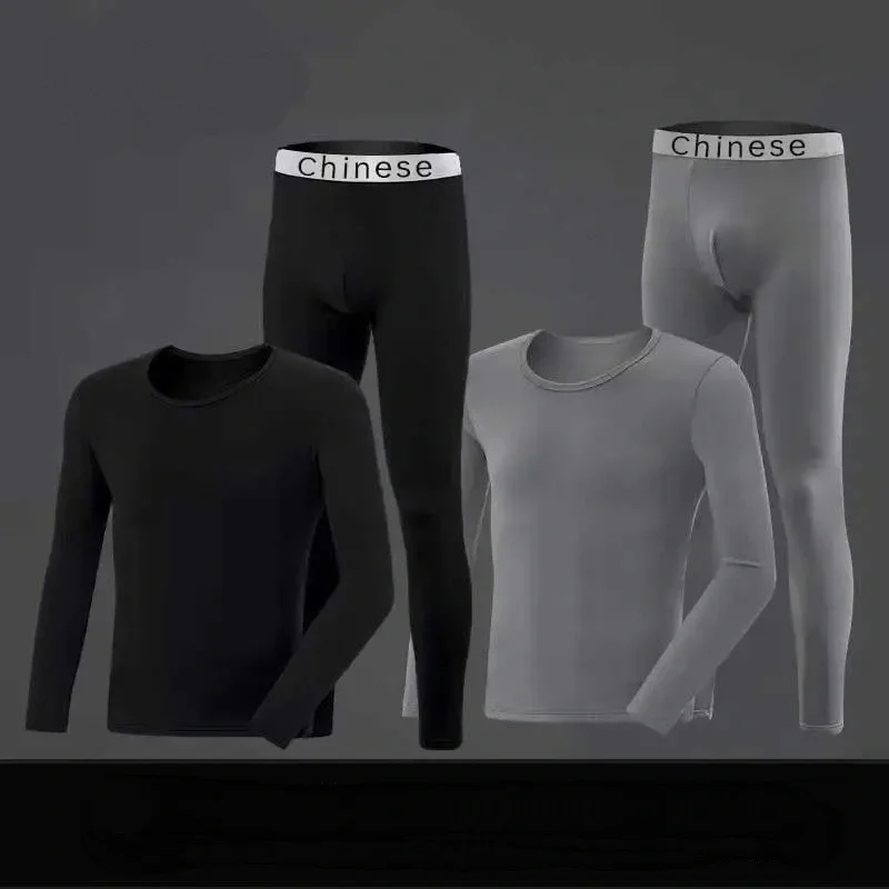 

Men's Autumn and Winter Tight Fitting Warm Underwear Long Sleeved Pants Set, Your Men's Sports and Fitness Solid Color Set