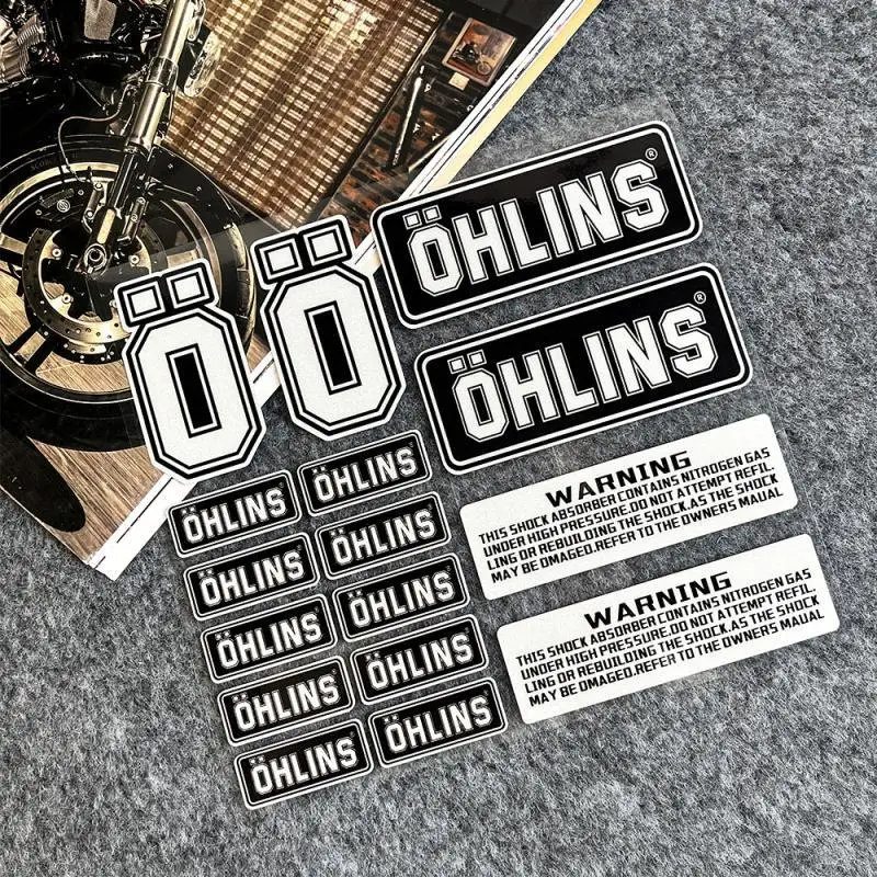 OHLINS Reflective Waterproof Stickers for Motorcycle Car Bicycle Shock Absorber Racing Mod Decals view 5