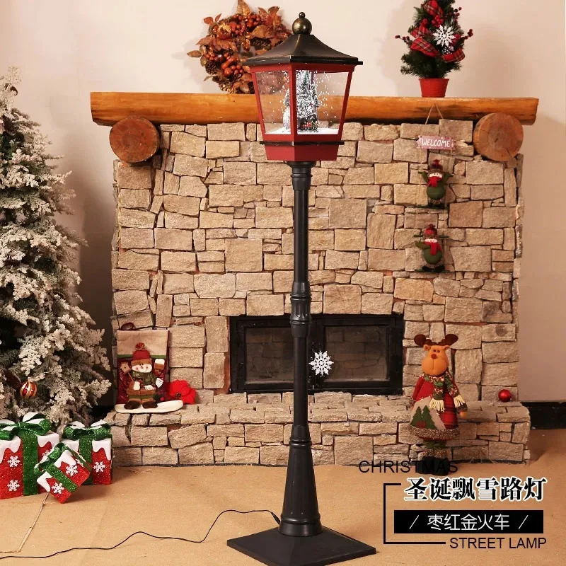 Electric Musical Snow Street Light, Christmas Decor Ornament for Shopping Mall, Window and Living Room