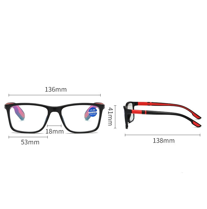 Männer Sport Lesebrille Platz Blaues Licht Gläser Presbyopie Lesen Brillen Ultra Licht Hyperopie + 1,0 + 1,5 + 2,0 + 2,5 + 3,0 + 3,5 – Detail 4
