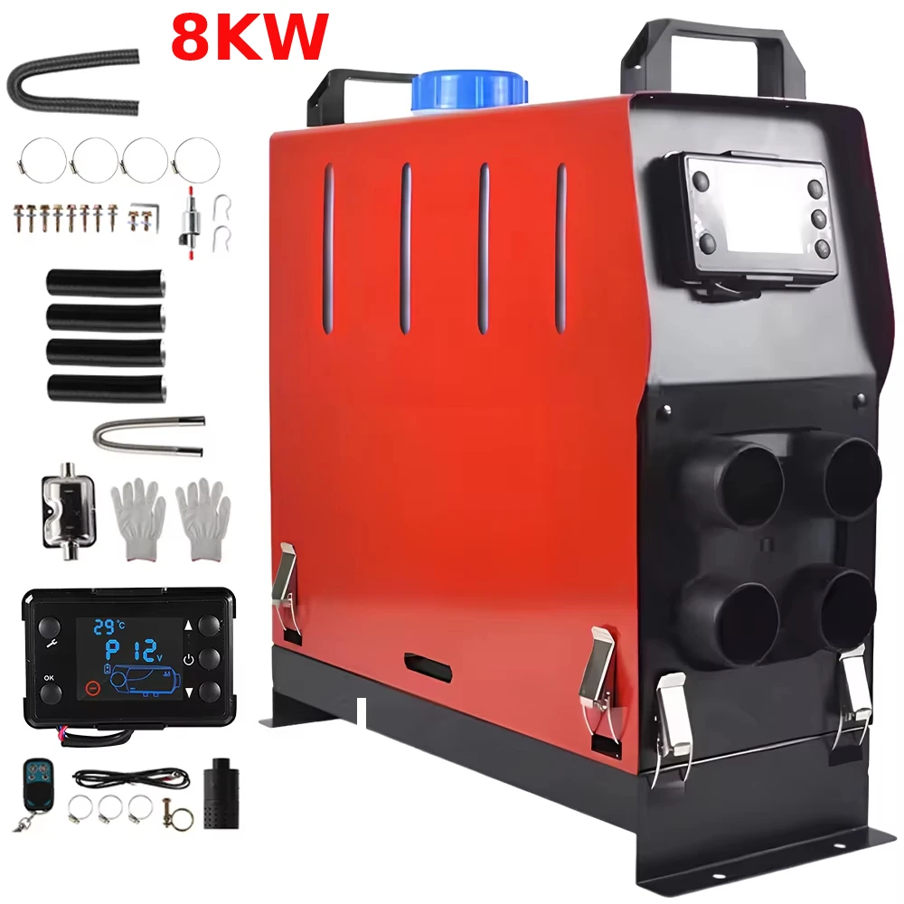 [UK STOCK] Car Heater 8KW/5KW 12V Portable Diesel Air Heater Parking Night Heater 4air outlet with LCD Monitor For Car Trailer