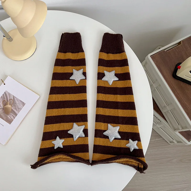 2025 nueva venta caliente Simple cubierta de pierna a rayas tendencia Retro lindo dibujos animados personalidad Otoño e Invierno cubierta de pierna cálida