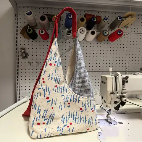 Canvas Shoulder Tote Bag, Reversible Plaid Lining Design Casual Cloth Handbag for Daily Shopping, Study Use Outdoor Daily