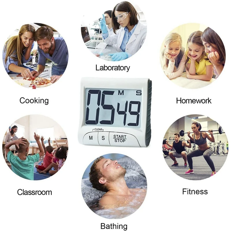 Digital Kitchen Timer&Stopwatch,Bold Digits, Simple Operation, Loud Alarm,Magnetic Kickstand For Cooking And Classroom