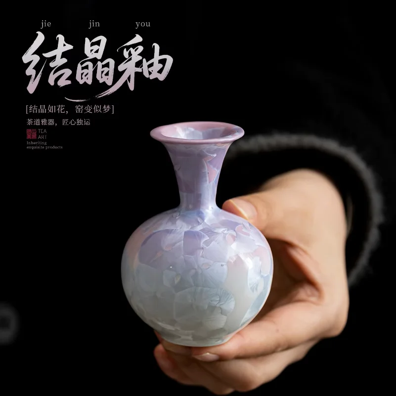 

Crystal Glaze Ceramic Vase Decor Jade Guanyin Floral Hydroponic Plant Small Flower Arrangements Sketching Props Desktop Decor