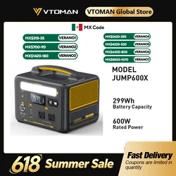 VTOMAN JUMP 600X Portable Power Station 299Wh Solar Generator LiFePO4 1200W Peak Power Powerstation Emergency Backup