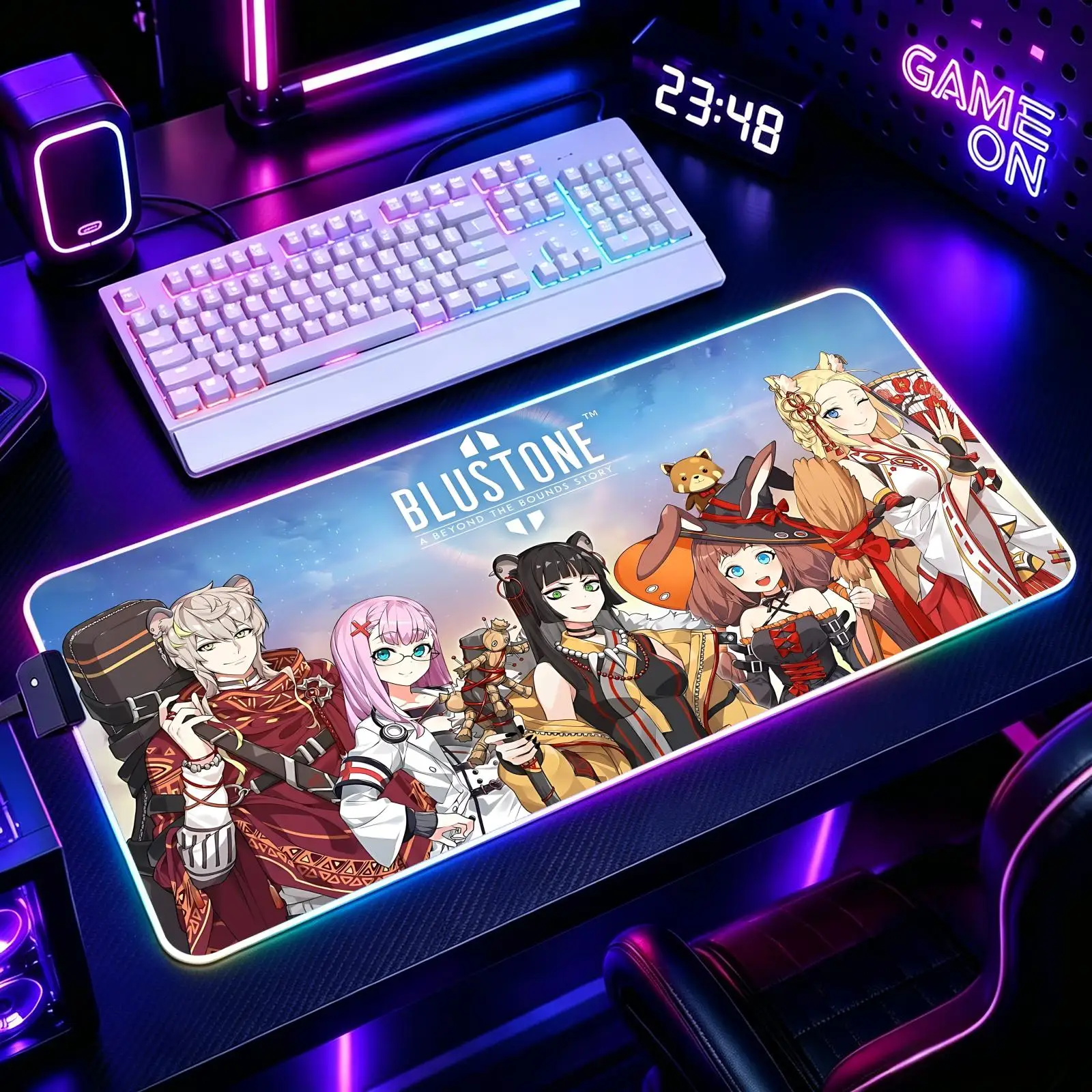Blustone 2  Mouse Pad RGB Color Changing Gaming Mouse Pad, Stitched Edges, XXL Non-Slip Large Keyboard Desk Mat