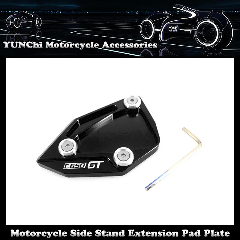 

Motorcycle CNC Kickstand Foot Side Stand Extension Pad Plate Bracket For BMW C650GT C600 Sport 2012-2015
