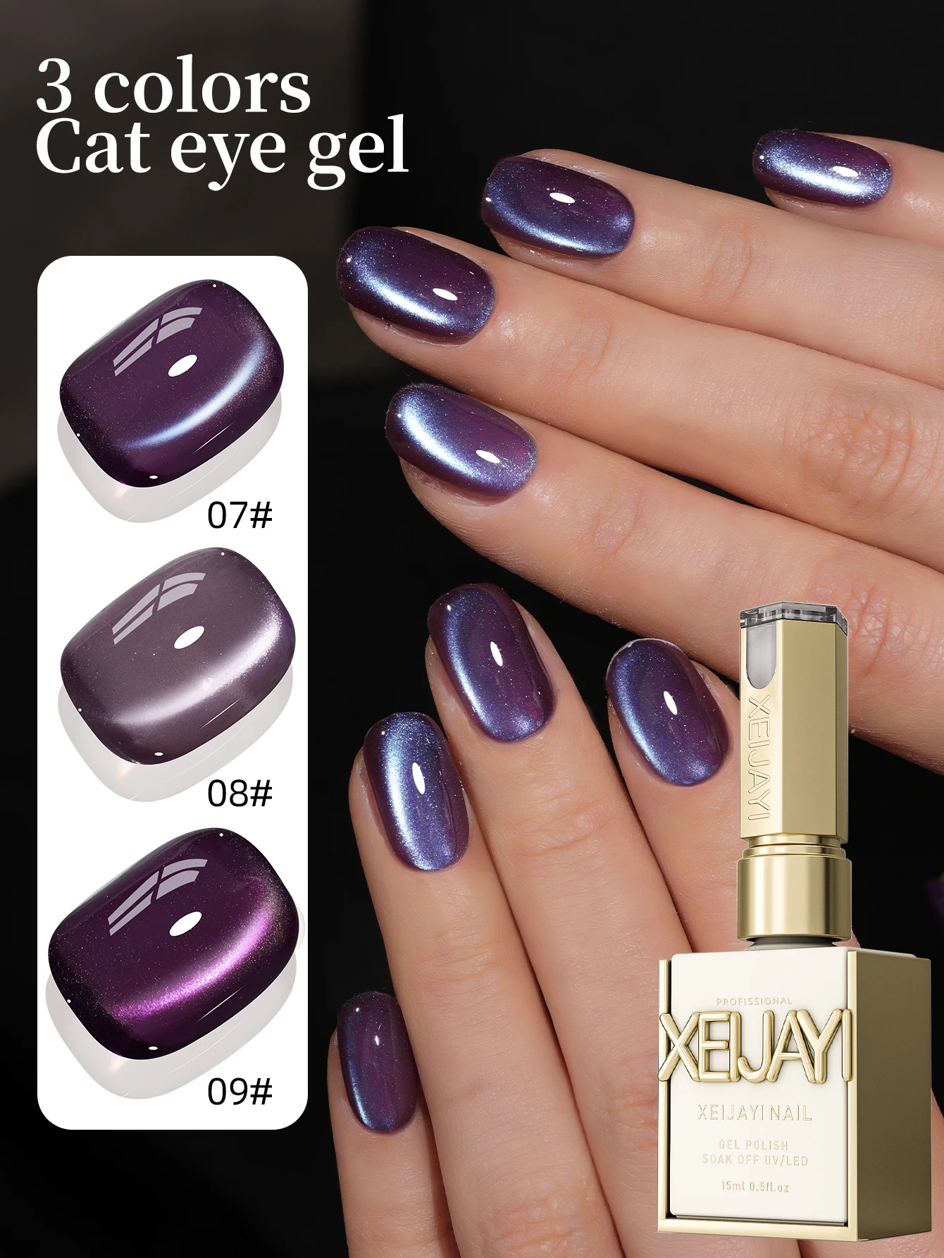 15ML Lila Cat Eye Nagellack Gel UV Gel Soak Off Nagel Magnetische Gel Polnisch Nail art DlY Für Salon zu Hause Für Sommer