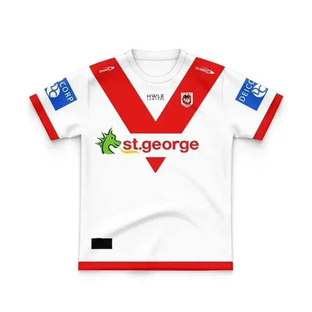 Jersey de rugby masculino, St George Illawarra Dragons, Home and Away, treinamento, tamanho 16-26, qualidade superior, nome e número de impressão, 2021