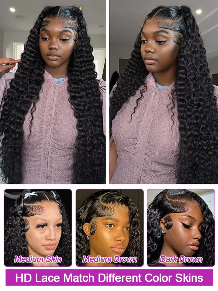 جيري مجعد HD الدانتيل الباروكة الأمامية 250% 13x4 13x6 HD الدانتيل شعر مستعار أمامي موجة المياه العميقة غير مرئية تذوب الجلد الدانتيل الجبهة خصلات الشعر المستعار الإنسان #3