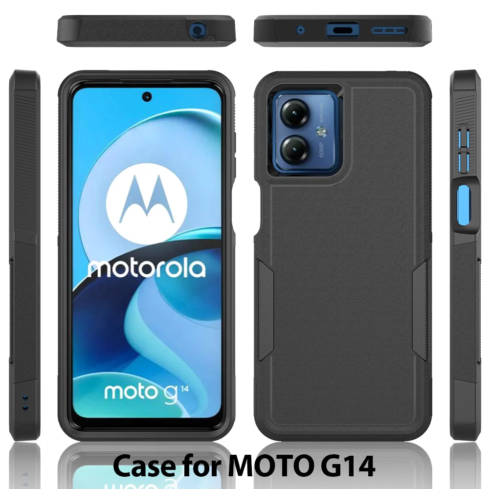 Heavy Duty Rugged Armor Shockproof Phone Case For Motorola Moto G14 G54 G84 Soft TPU Frame Hard Plastic Protective Back Cover