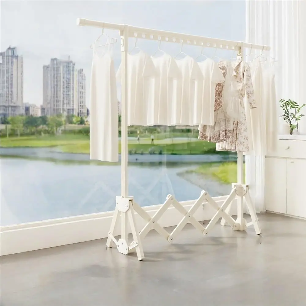 

Регулируемая портативная сушилка для белья для жилых помещений и общежитий - бежевая