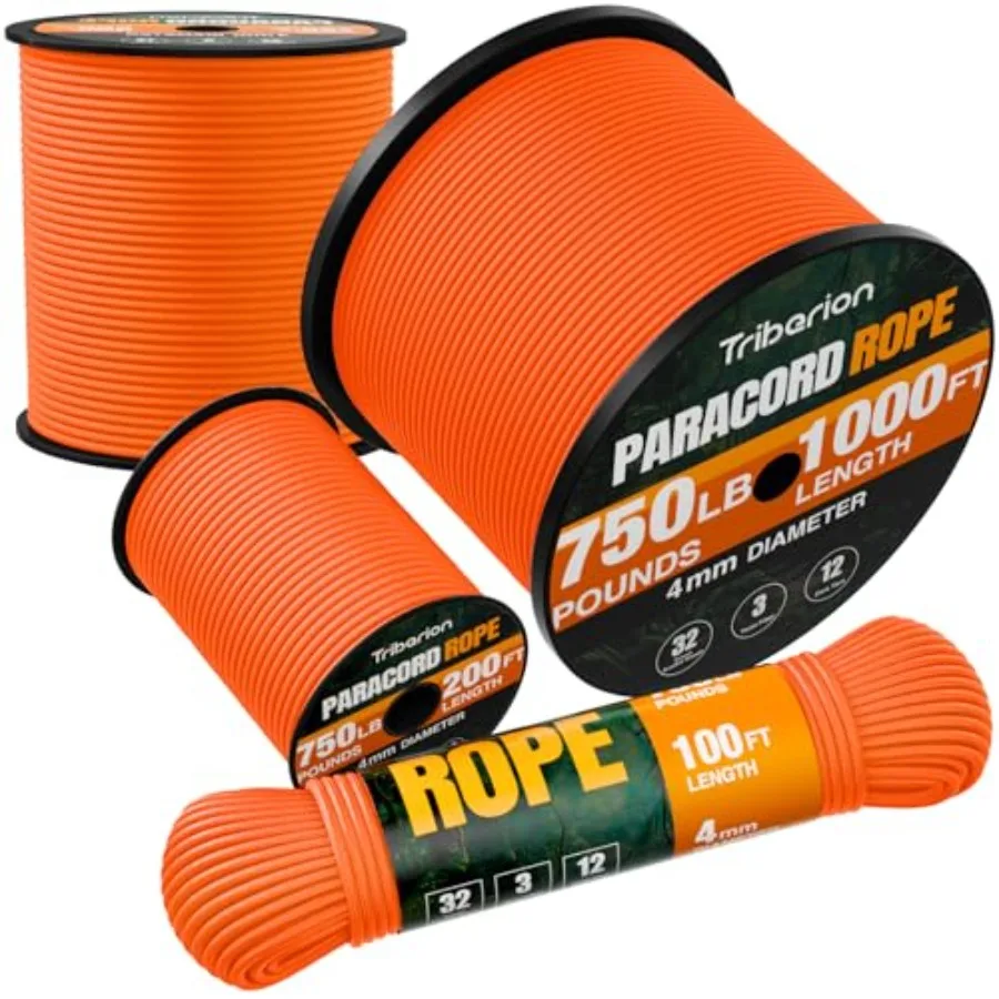 

Paracord Rope 750 lb - 500Feet 5/32" Parachute Cord 4MM 12-Strand para Cord - Heavy Duty Spool String for SurvivalCamping Gear