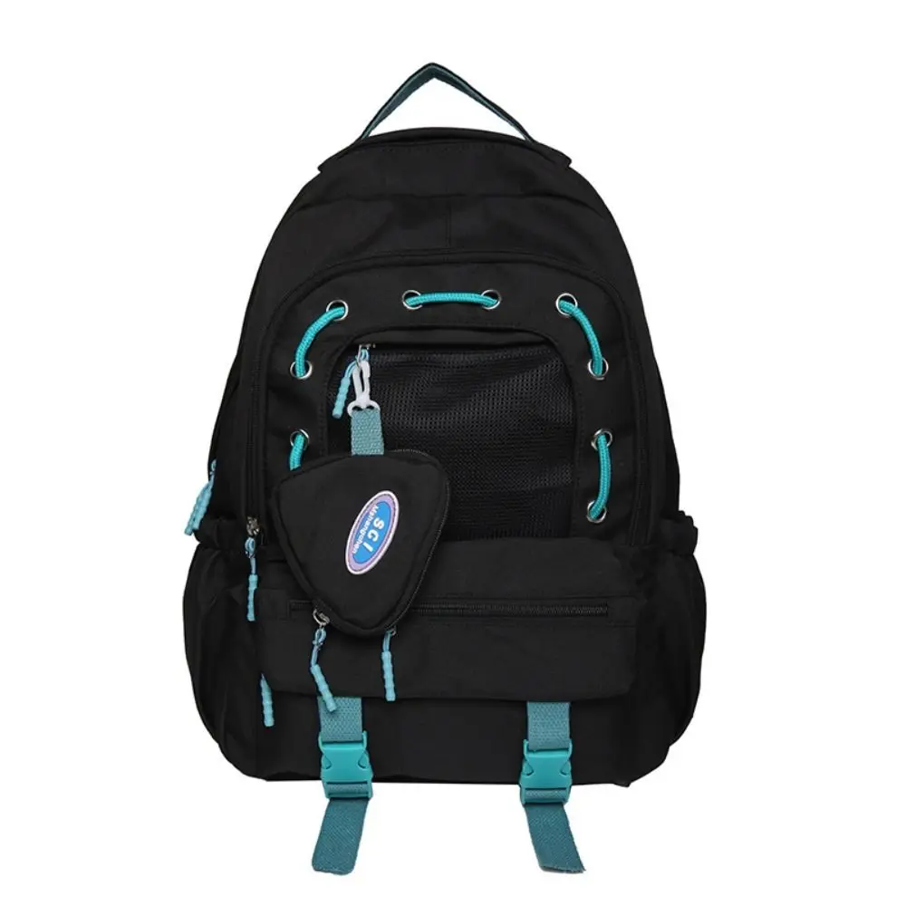 Mochila Preppy Estilo Nylon com Pingente de Cachorro, Saco de Grande Capacidade para Estudantes do Ensino Médio, Mochila Laptop para Menina, Alta Qualidade, 5 Cores