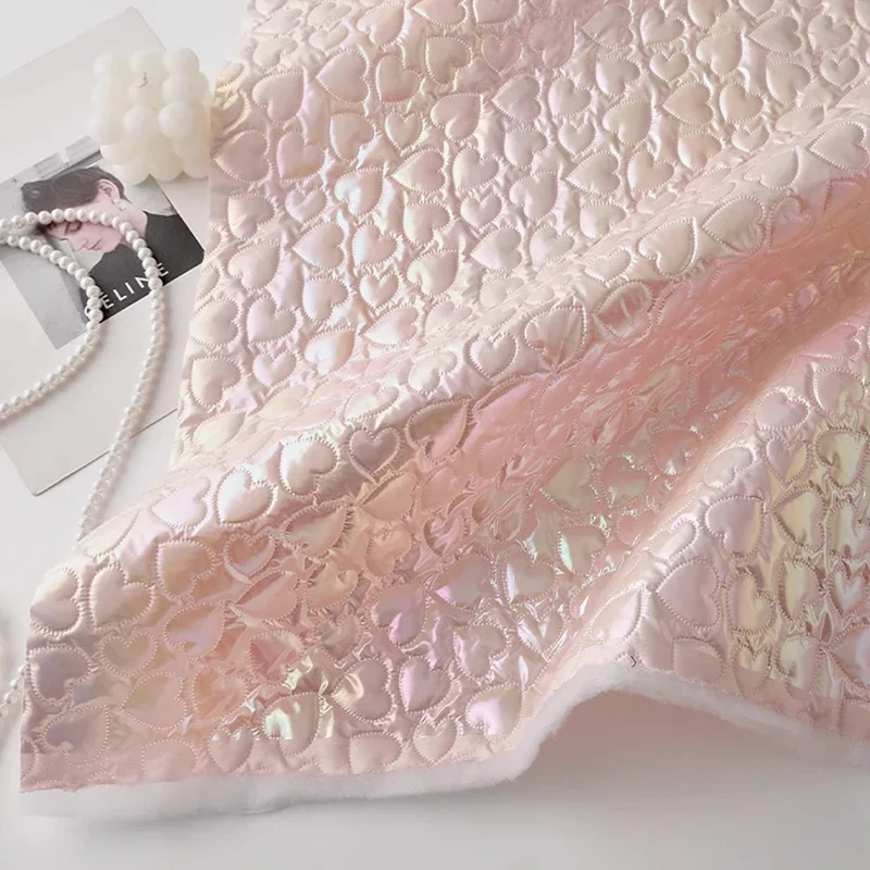

Candy Color Fantasy Love Heart Shape Embossed Quilted Fabric Waterproof Quilted Fabric DIY Jackets Coat Bag Handbags 1x1.4m