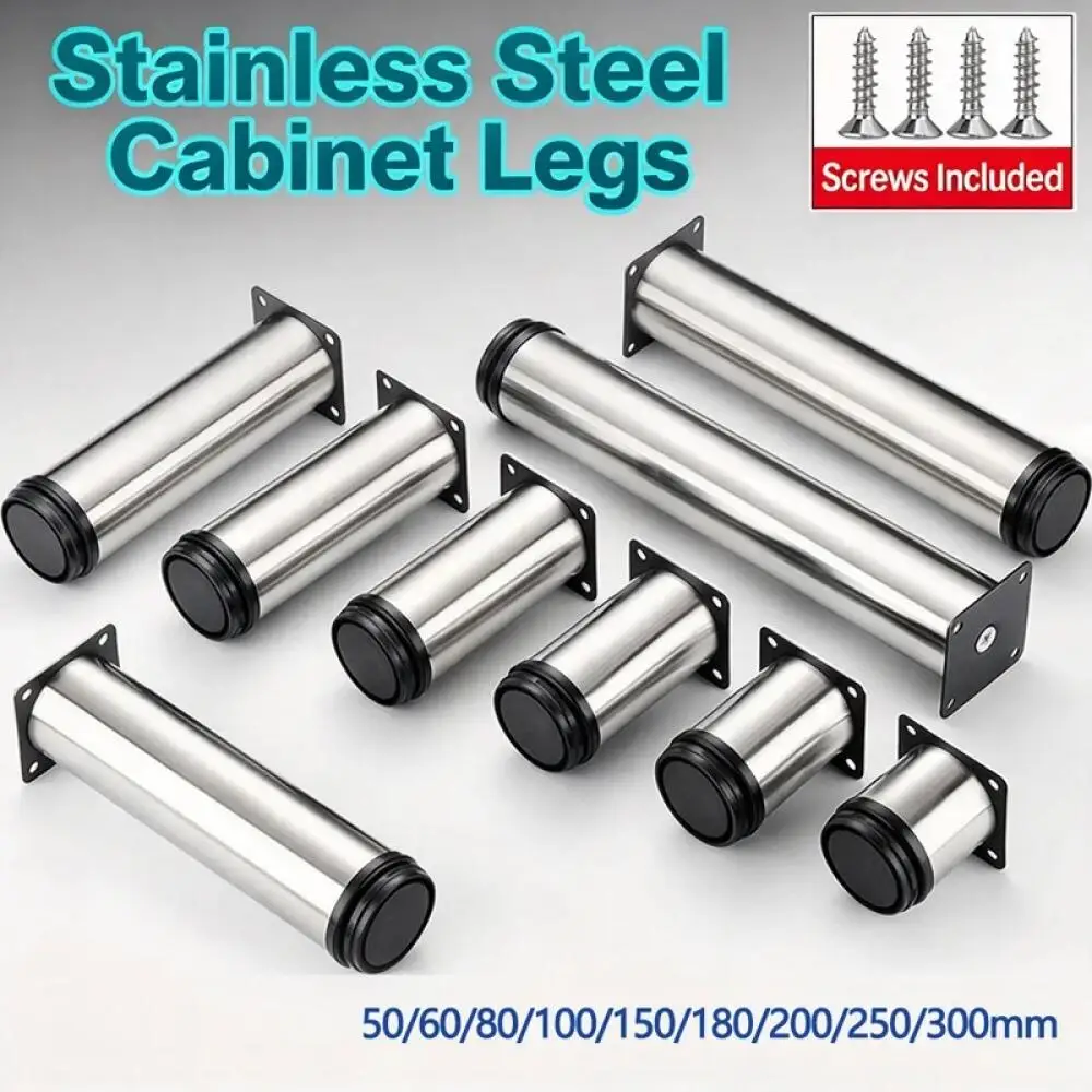 1Pcs 50/60/80/100/150/180/200/250/300mm Furniture Adjustable Cabinet Legs Stainless Steel Furniture Legs Cabinet Table Sofa Feet
