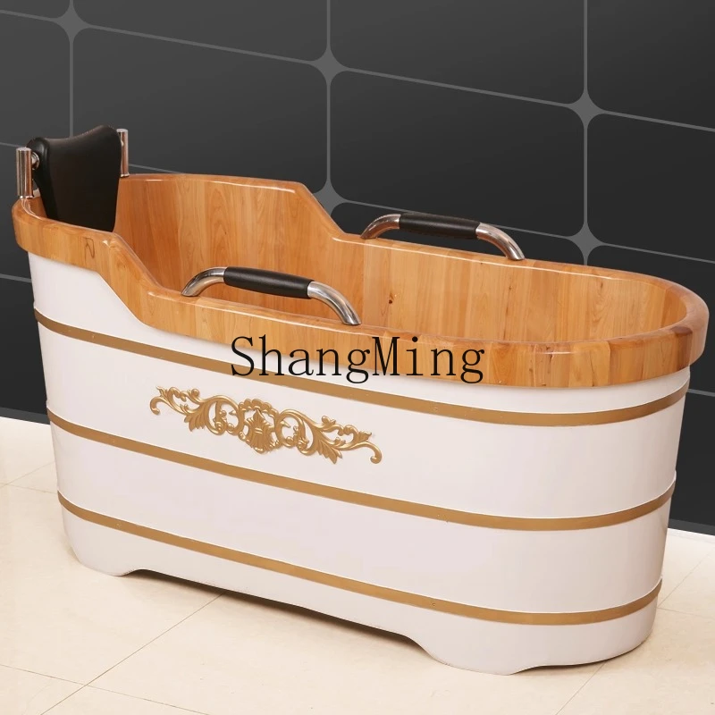 SM household bath tub bath bath wooden bucket ergonomic solid wood  whole body