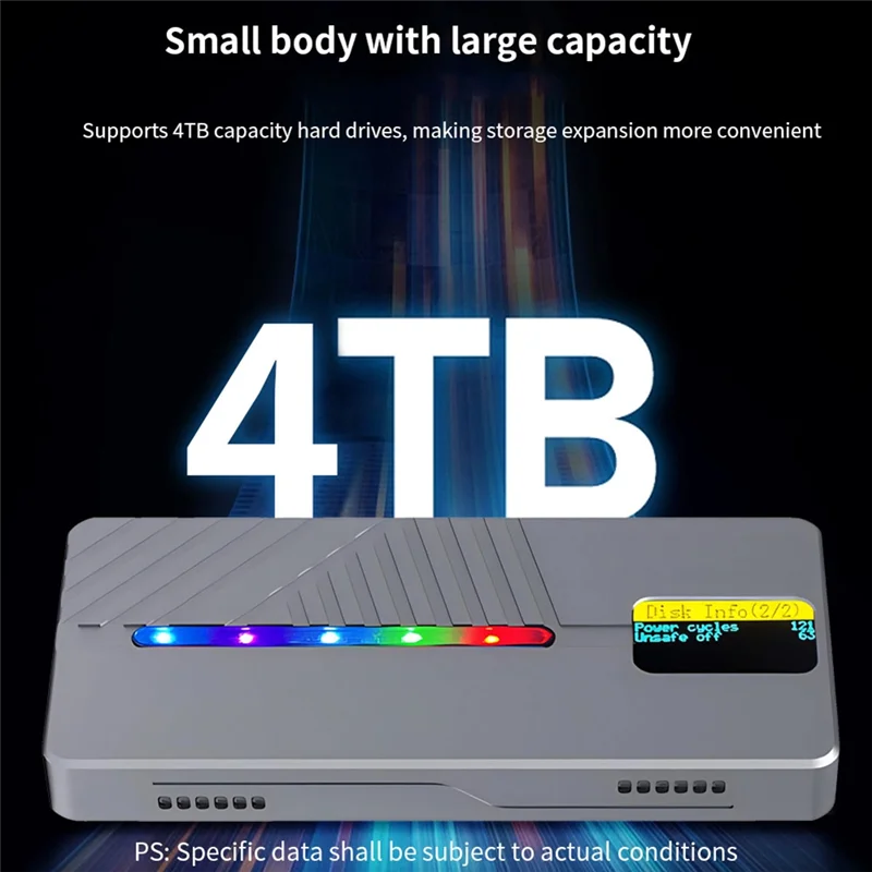 

AED6-10 Гбит/с RGB SSD M2 NVME NGFF Корпус с экраном дисплея M/B+M Key M.2 Внешний HD-корпус 4 ТБ Тип C Корпус для привода Ard