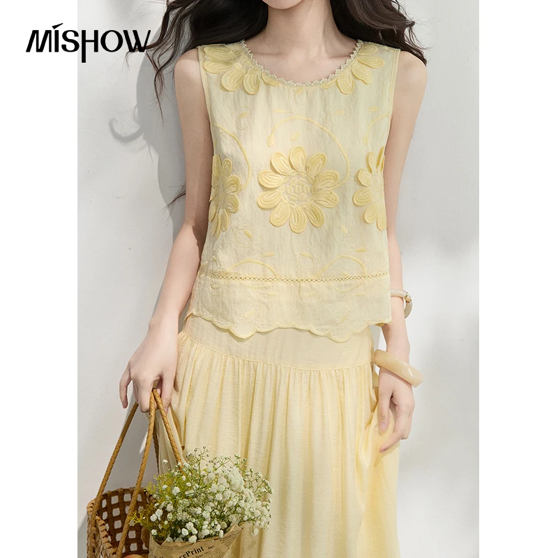 MISHOW French Floral Embroider - Midi Skirt Floral recension och pris